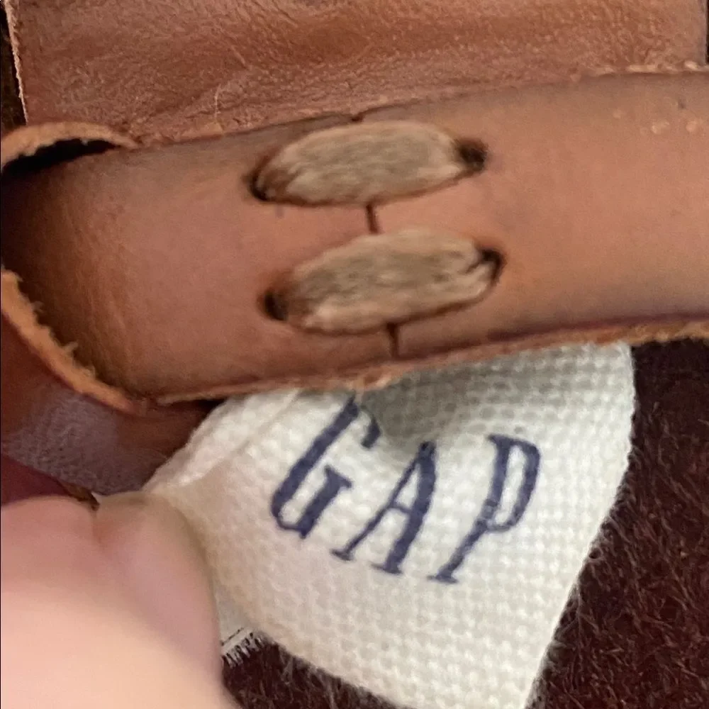 GAP Braided Tan Leather Belt Antique Brass Buckle OS Boho Western Cottage Beach